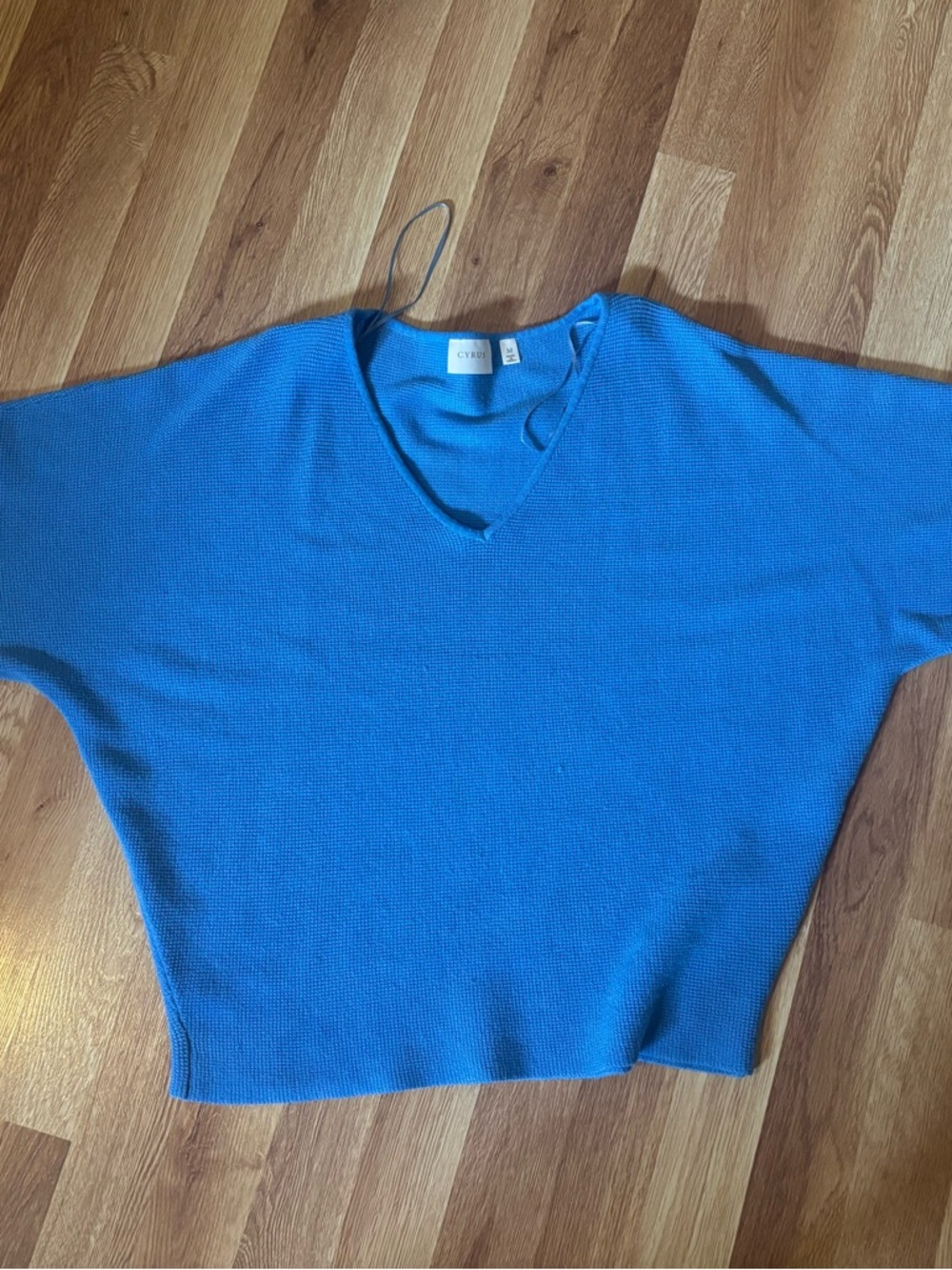 Cyrus Dusty Blue V-Neck Knit Top